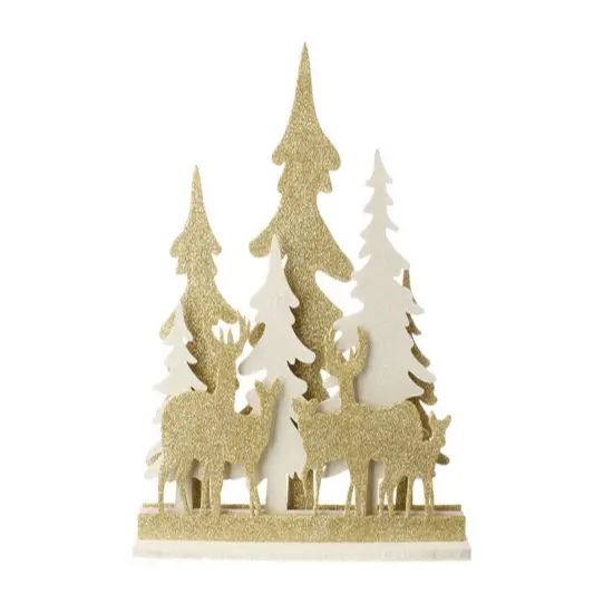 Raz 16.5" Gold and White LED Lighted Deer Silhouette Christmas Tabletop Decor {1}