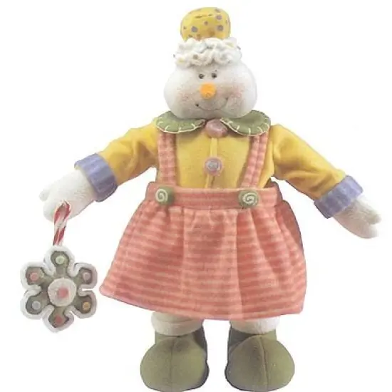 GCA International 20" Yellow and White Glittery Pastel Plush Christmas Candy Snowgirl {1}