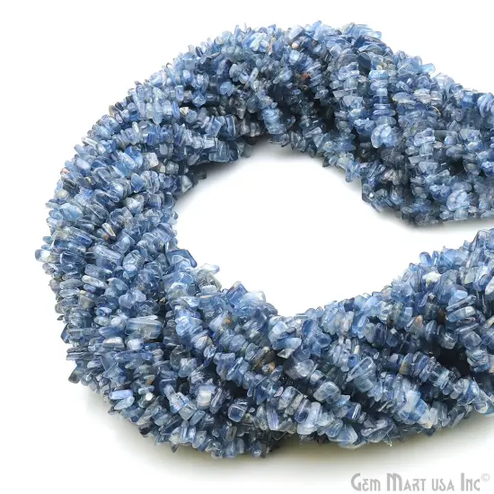 Kyanite Chip Beads, 34 Inch, Natural Chip Strands, Drilled Strung Nugget Beads, 3-7mm, Polished, GemMartUSA (CHKY-70001) {4}