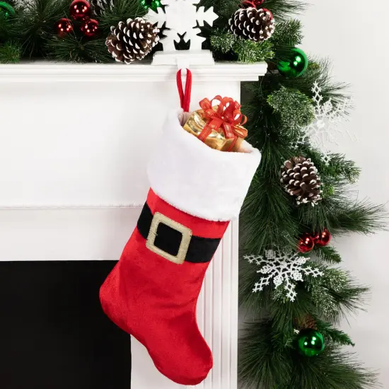 Northlight 20" Red and White Velveteen Santa Claus Belt Buckle Christmas Stocking {3}