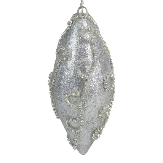 Allstate Glitter Silver Shatterproof Christmas Finial Ornament 6" {3}