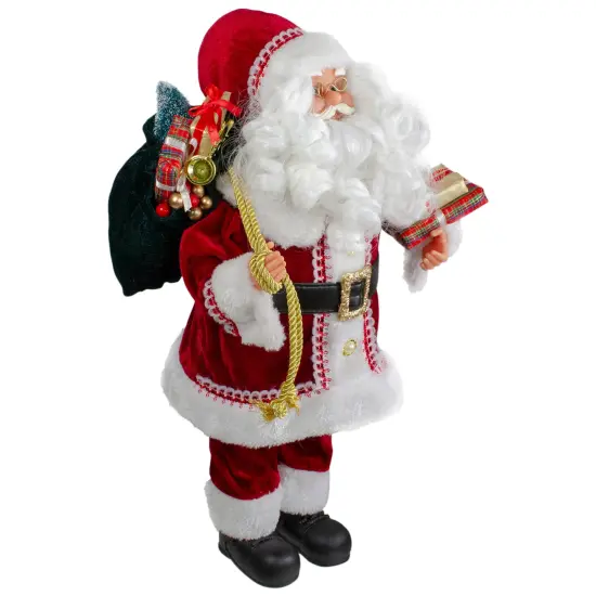 Northlight 18-Inch Standing Curly Beard Santa Christmas Figure with Presents Red {5}