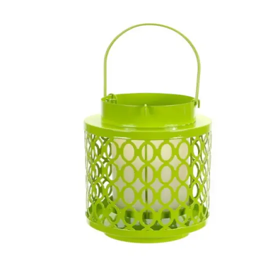 Melrose 10" Tropicalia Bright Green Oval Cut Pillar Candle Holder Lantern {1}