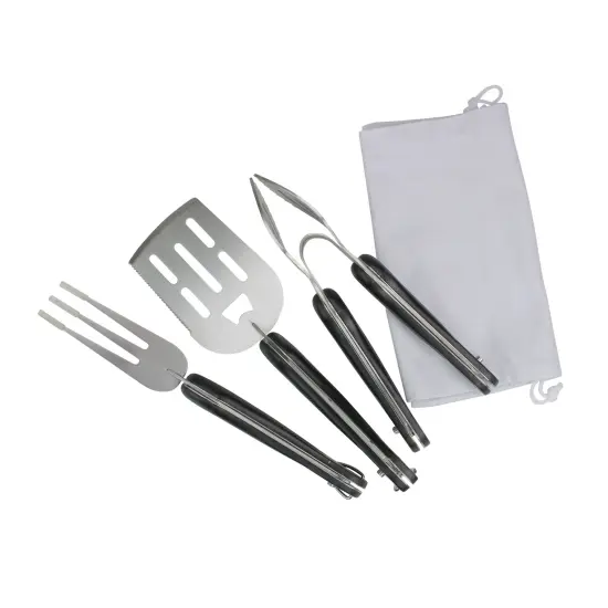 Avon Set of 3 Black and Silver Folding BBQ Tool Set 18" {1}