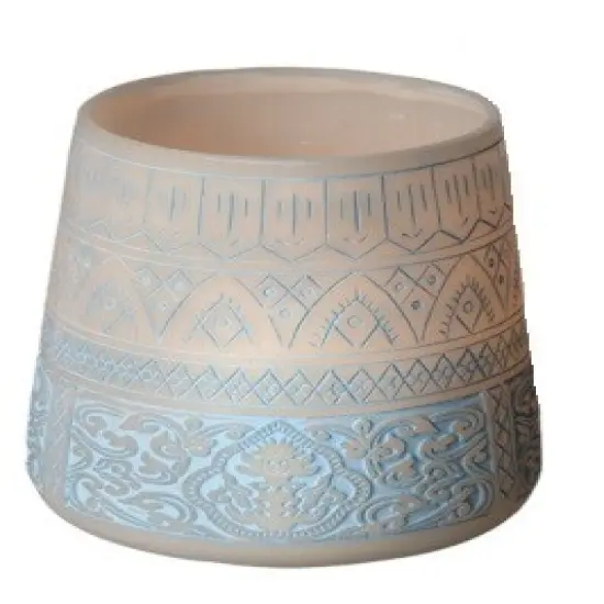 Midwest 5.5" Petit Bazaar Etched Moroccan Blue Decorative Pillar Candle Holder {1}