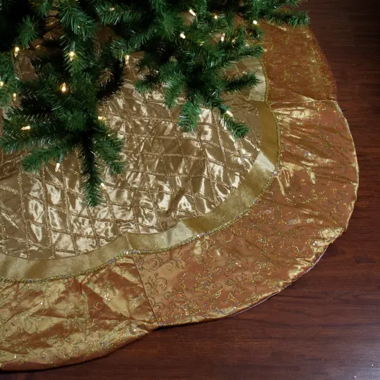 Northlight 72" Gold Quilted Christmas Tree Skirt with Iridescent Sequins {1}