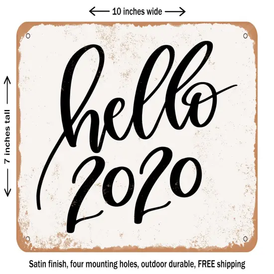 DECORATIVE METAL SIGN - Hello020 - Vintage Rusty Look {1}