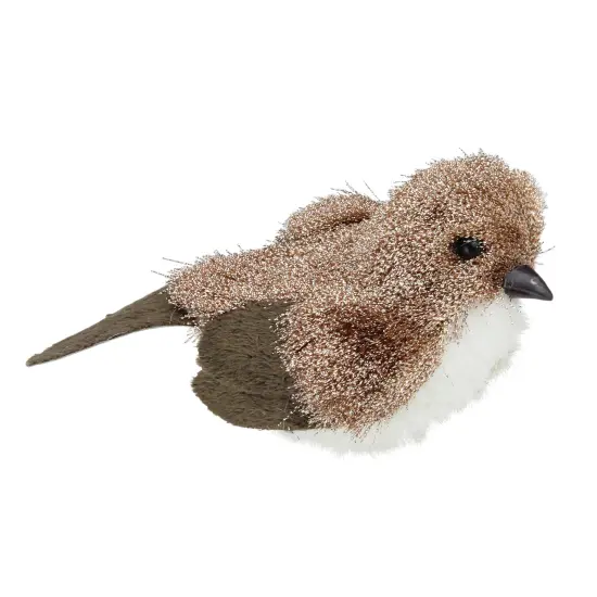 Northlight Sparkling Bird Figure Christmas Decoration - 6.5" - Brown and White {3}