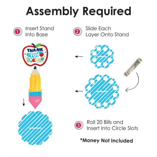 Big Dot of Happiness Thank You Teachers - DIY Teacher Appreciation Money Holder Gift - Cash Cake {6}