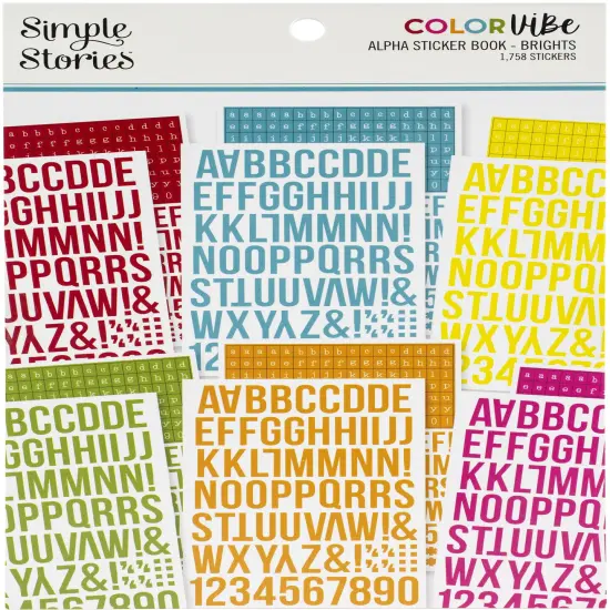 Simple Stories Color Vibe Alpha Sticker Book 12/Sheets-Brights, 1758/Pkg {1}