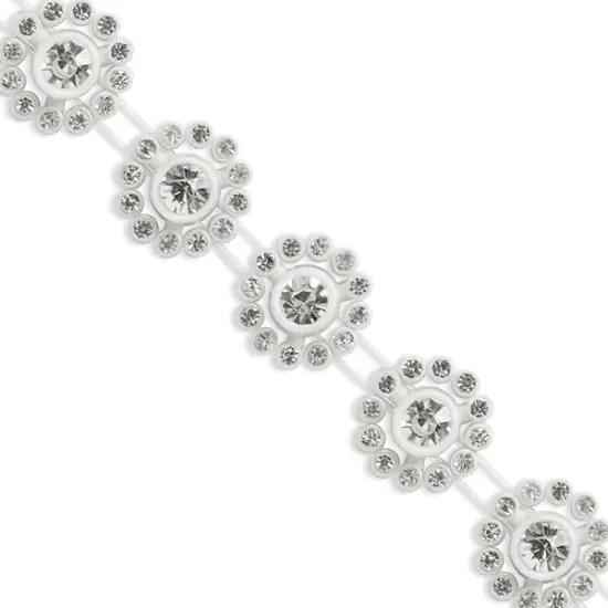 10 yards of Oval Medallion Glass Rhinestone Trim | 10 yard cut White {1}