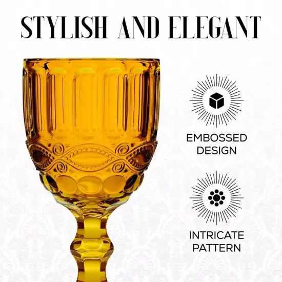 Elle Decor Set of 6 Wine Glasses | Amber Colored Glassware Set (8.4 oz) {2}