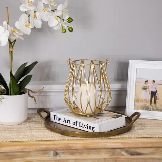 Northlight Basket Style Iron Pillar Candle Holder - 9.5" - Gold Finish {3}