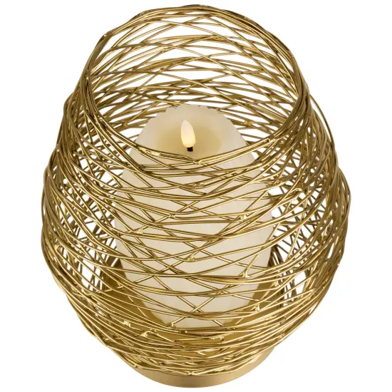Northlight Medium Woven Iron Votive Candle Holder - 8.5" - Brass Finish Bronze {5}