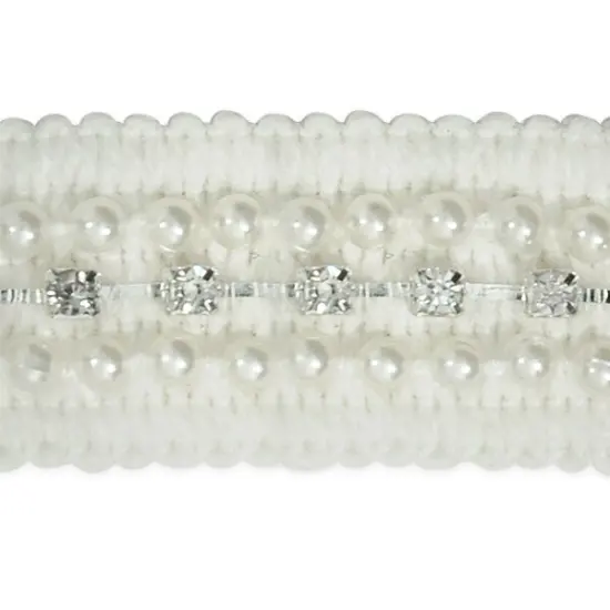 5 yards of ReynaWoven Braidw /Pearl and Rhinestone Trim | 5 yard cut {1}