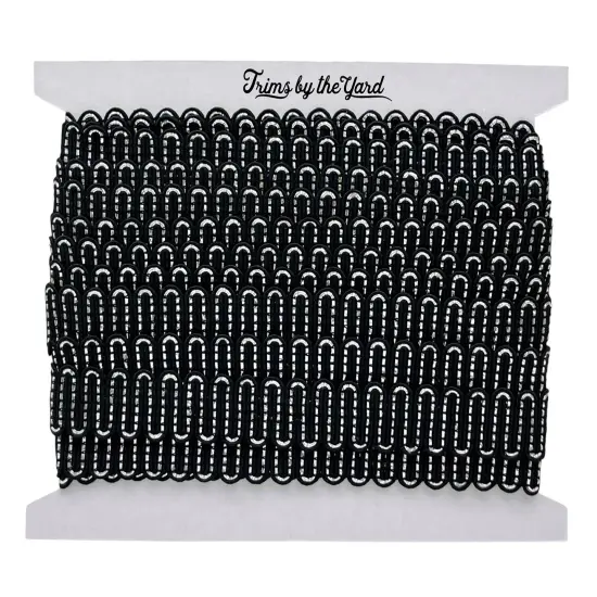 20 yards of Luna Metallic Braid Trim | 20 yard cut Black/Silver {4}