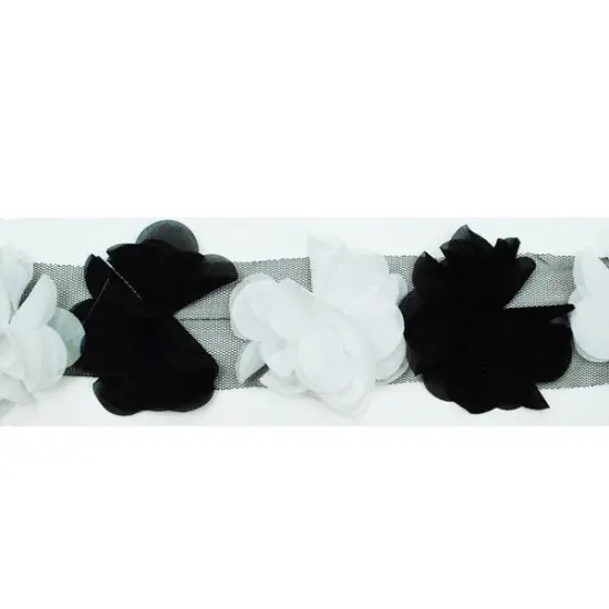 10 yards of Delicate Flower Fabric Trim | 10 yard cut Black/ White {1}