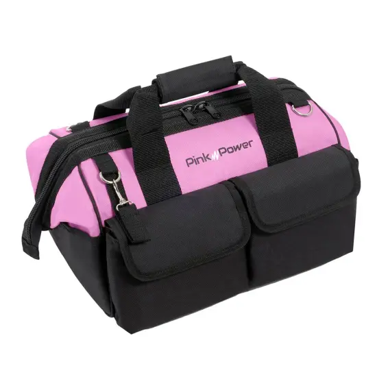 Pink Power Pink Tool Bag for Women -16" Tool Tote Bag w/ 22 Storage Pockets - Womens Small Tool Bag Ladies Tool Box for Hand Tools, Power Tool Kits & More - Womens Zipper Toolbag Tool Caddy Organizer {1}