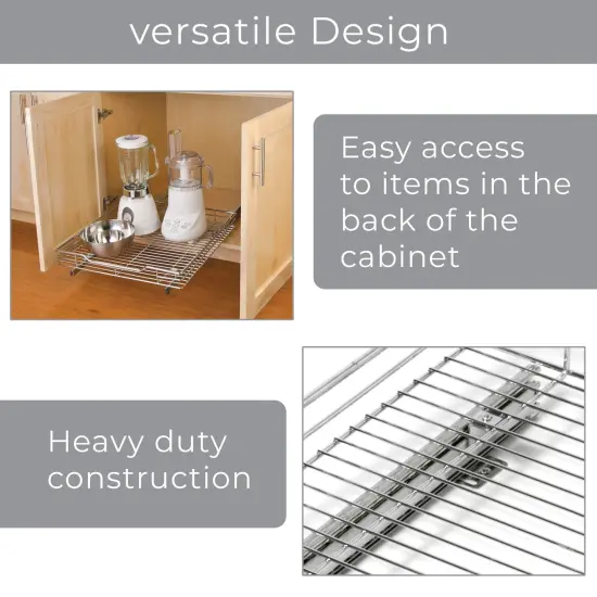 Smart Design Pull Out Cabinet Shelf - Extra Large - 20 In. x 21-40 - Chrome {5}