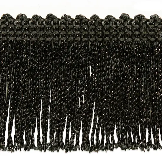10 Yards of 2" Metallic Chainette Fringe Trim | 10 yard cut Black {1}