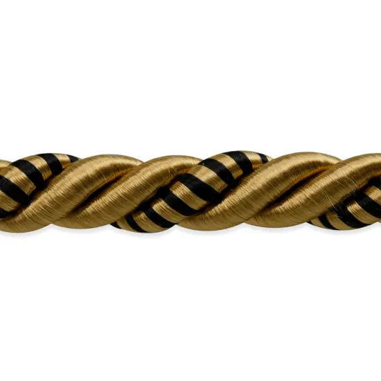 10 yards of Savannah 3/8" Twisted Cord Trim | 10 yard cut Gold/Black {1}
