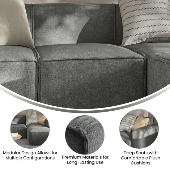 Merrick Lane Weller Modular Middle Armless Chair Dark Gray {2}