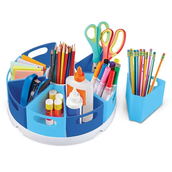 10 Piece set Art/Desk Organizer for Kids, Crayon/Homeschool Organizers and Storage Blue {5}
