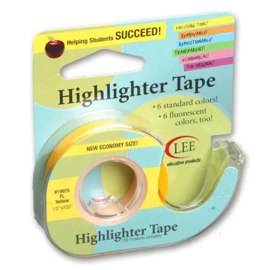 Removable Highlighter Tape, Fluorescent Yellow, Pack of 6 {2}