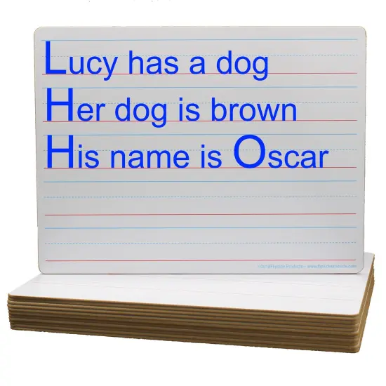 Two-Sided Dry Erase Board, Plain/Ruled, 9" x 12", Classpack of 12 {2}