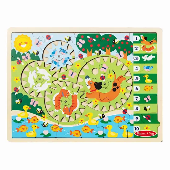 Animal Chase I-Spy Wooden Gear Puzzle {1}