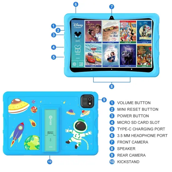 K103-A Blue 10-Inch Kids 64GB HD Tablet {2}