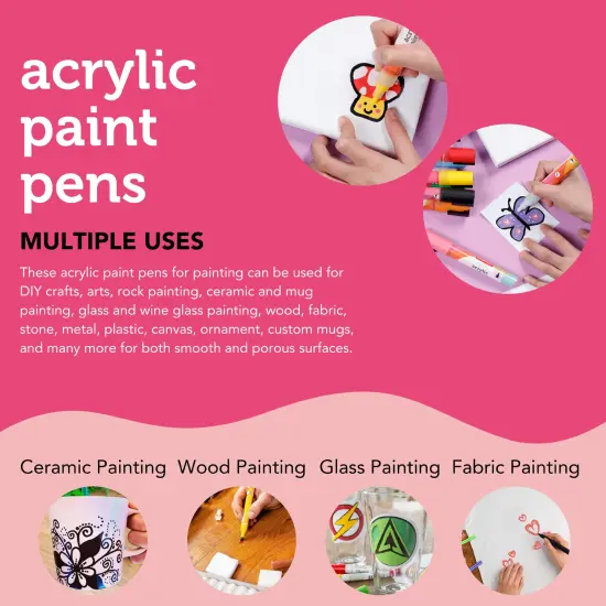 3 PACK - Incraftables Acrylic Paint Pens (12 Colors). Paint Markers for Rocks, Canvas, Wood, Plastic, Fabric, Metal & Glass. Best Acrylic Paint Markers. Stone & Rock Painting Markers Set for Kids & Adults {4}