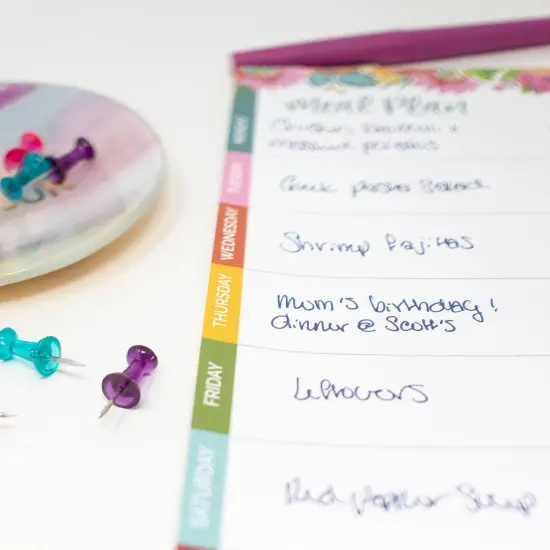 bloom daily planners Planning Pad, 6" x 9", Meal Planning Pad with Magnets, Pink Floral {6}