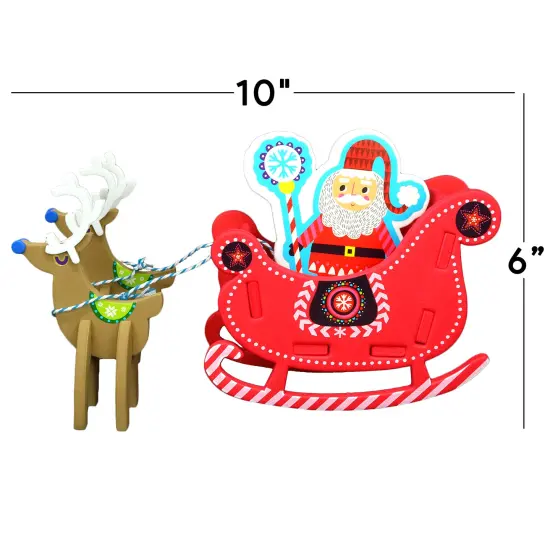 Big Mo's Toys Holiday Crafts - Christmas Foam Arts N Craft Santa Riding A Reindeer Sleigh Table Top Decorations Kit for Kids {3}