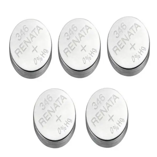 Renata Single Watch Battery Swiss Made Renata 346 or SR 712 SW 1.55V (5 Batteries, 346 or SR 712 SW) {1}