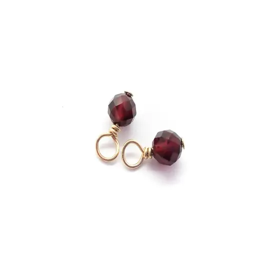 Tiny Garnet Charms with 14K Gold-Filled Wire, 2 pieces, Adorabilities {1}