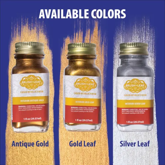 AMACO Brush ‘n Leaf - Antique Gold Leaf 1oz Bottle - Liquid Gold Leaf Paint for Metal Wood Ceramic and More - Interior Liquid Leaf Paint for Objects and Furniture {3}