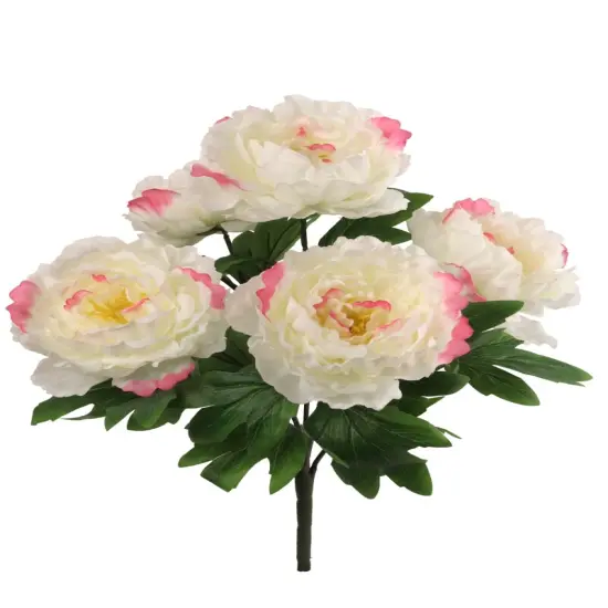 12-Pack: White & Pink Peony Bush with 5 Silk Flowers, Floral Home by Artificial Flowers {1}