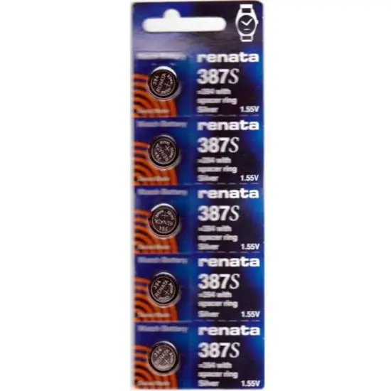 Renata 387 Button Cell watch battery, 5 Batteries {1}