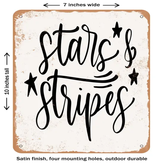 DECORATIVE METAL SIGN - Stars and Stripes- Vintage Rusty Look {2}