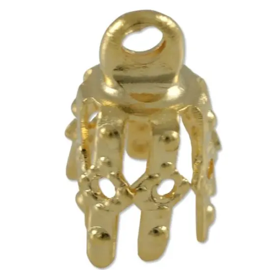 Bell Caps Jewelry Findings - 10mm Gold Plated (10-Pcs) {2}