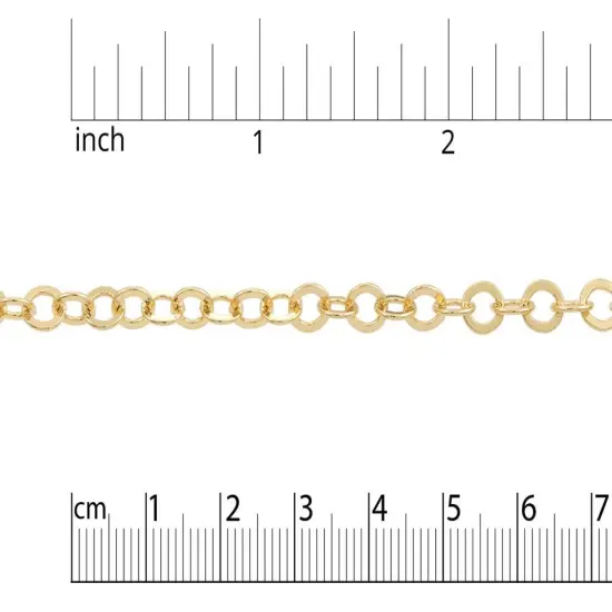 Smooth Flat Cable Chain 6.4mm Gold Plated (Priced per Foot) - {3}