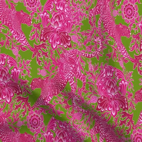 Various Fabrics by the Yard or Fat Quarter Chinoiserie Maximalist Chintz Cheetah Jungle Hot Pink Bright Neon Custom Printed Fabric by Spoonflower {5}
