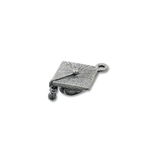 Charm for Jewelry Making - Graduation Cap 18x17mm Pewter Antique Silver Plated (1-Pc) {1}