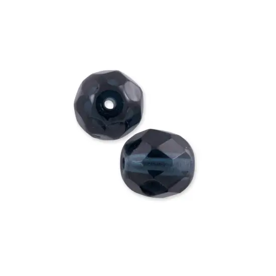 Czech Fire Polished Glass Round Beads 8mm Montana Blue (Package of 25) {1}