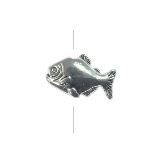Fish Bead 10x16mm Pewter Antique Silver Plated (Package of 1) {1}