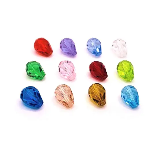 12 or 60 Pieces: 6x8 mm Teardrop Imitation Crystal Birthstone Bead Set {1}