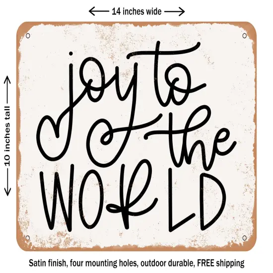DECORATIVE METAL SIGN - Joy to the World - 3 - Vintage Rusty Look {1}