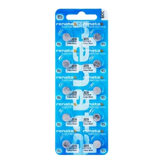 Renata 309 Single Watch Battery Swiss Made Silver Oxide 1.5 V (10 Batteries, 309 or SR754SW) {1}
