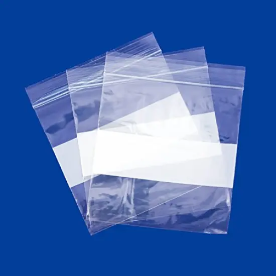 Clear Plastic Reclosable Zipper Bags 4x4 W/White Block (Package of 100) {2}